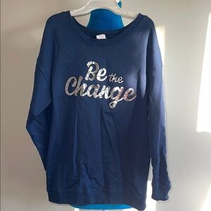 Navy Blue Kids Sweatshirt with Silver Text